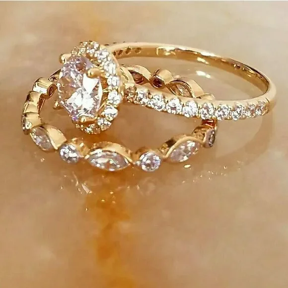 14k Solid Real yellow Gold Engagement ring